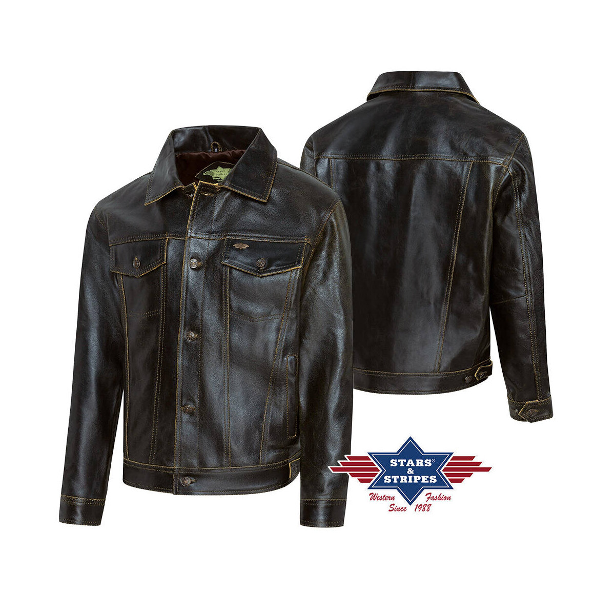 Lederjacke Bikerjacke Rockabilly Rindsleder braun