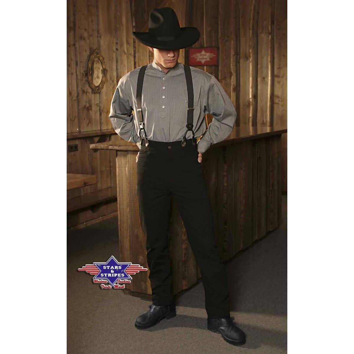 Westernhose Old Style Hose Cowboy Line Dance, schwarz Stars&Stripes 42