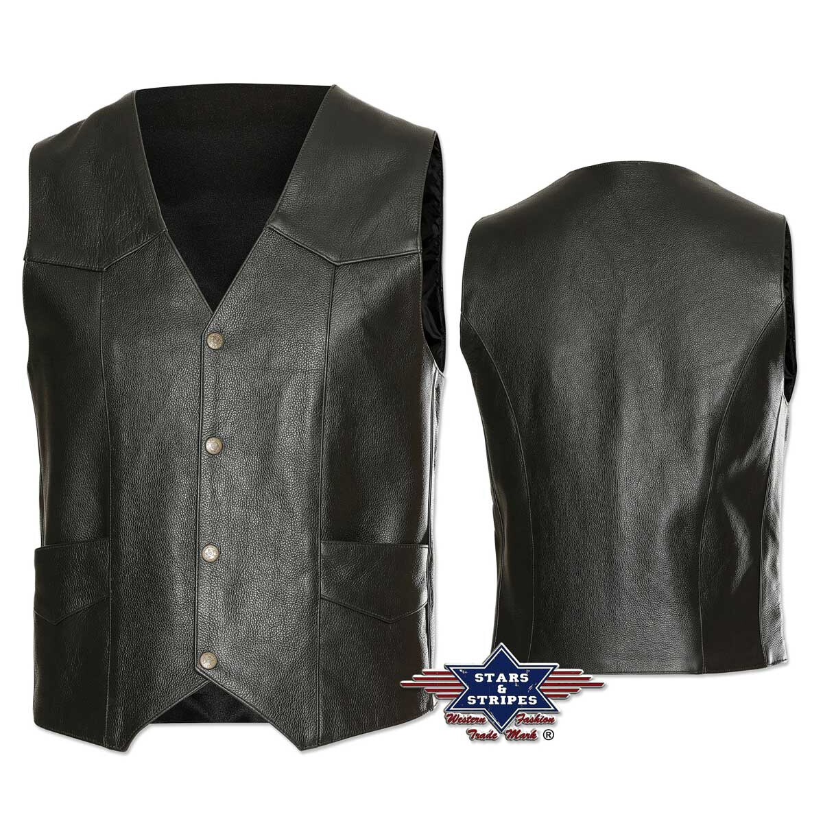Herren Rindslederweste, Bikerweste Western Weste Stars&Stripes