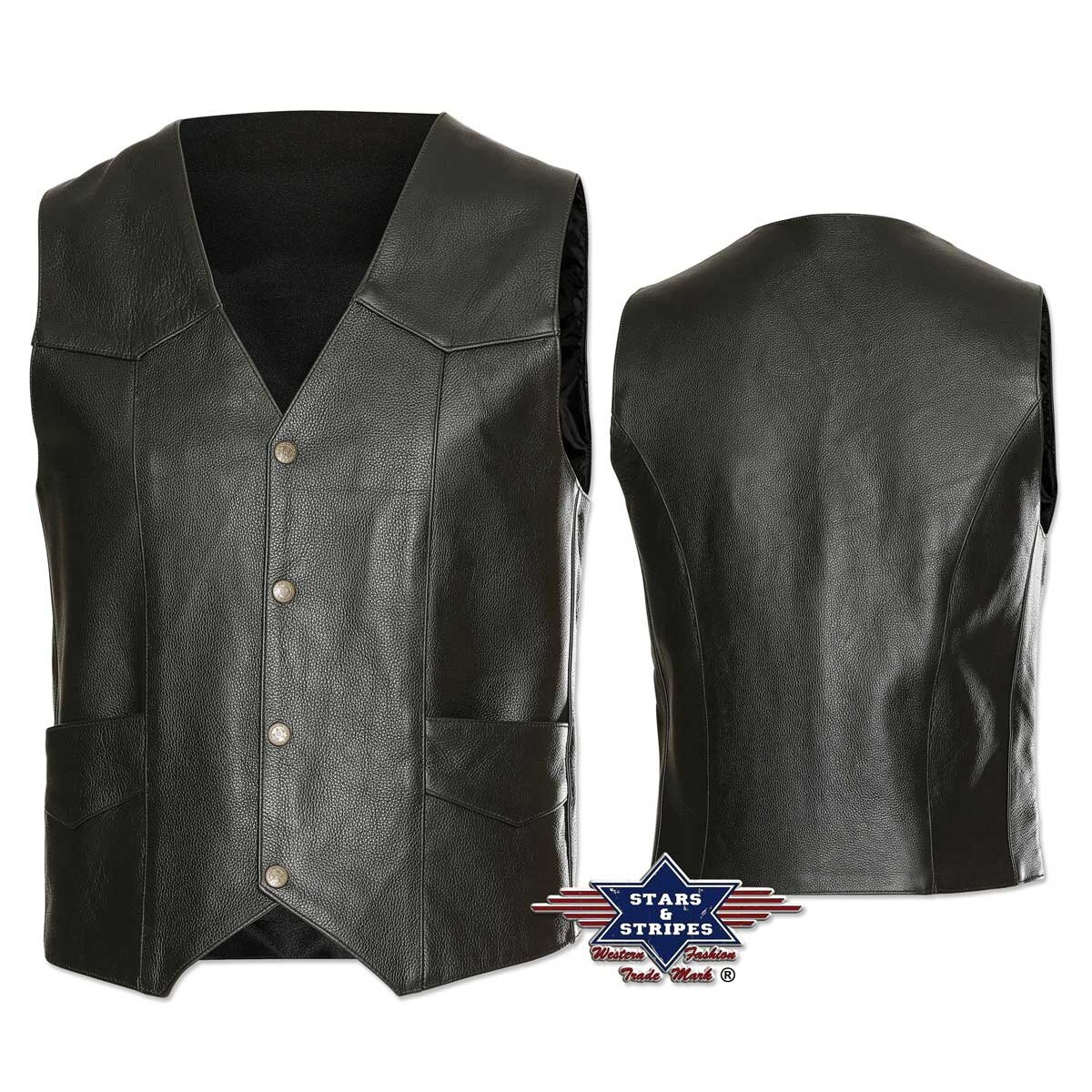 Herren Rindslederweste, Bikerweste Western Weste Stars&Stripes S