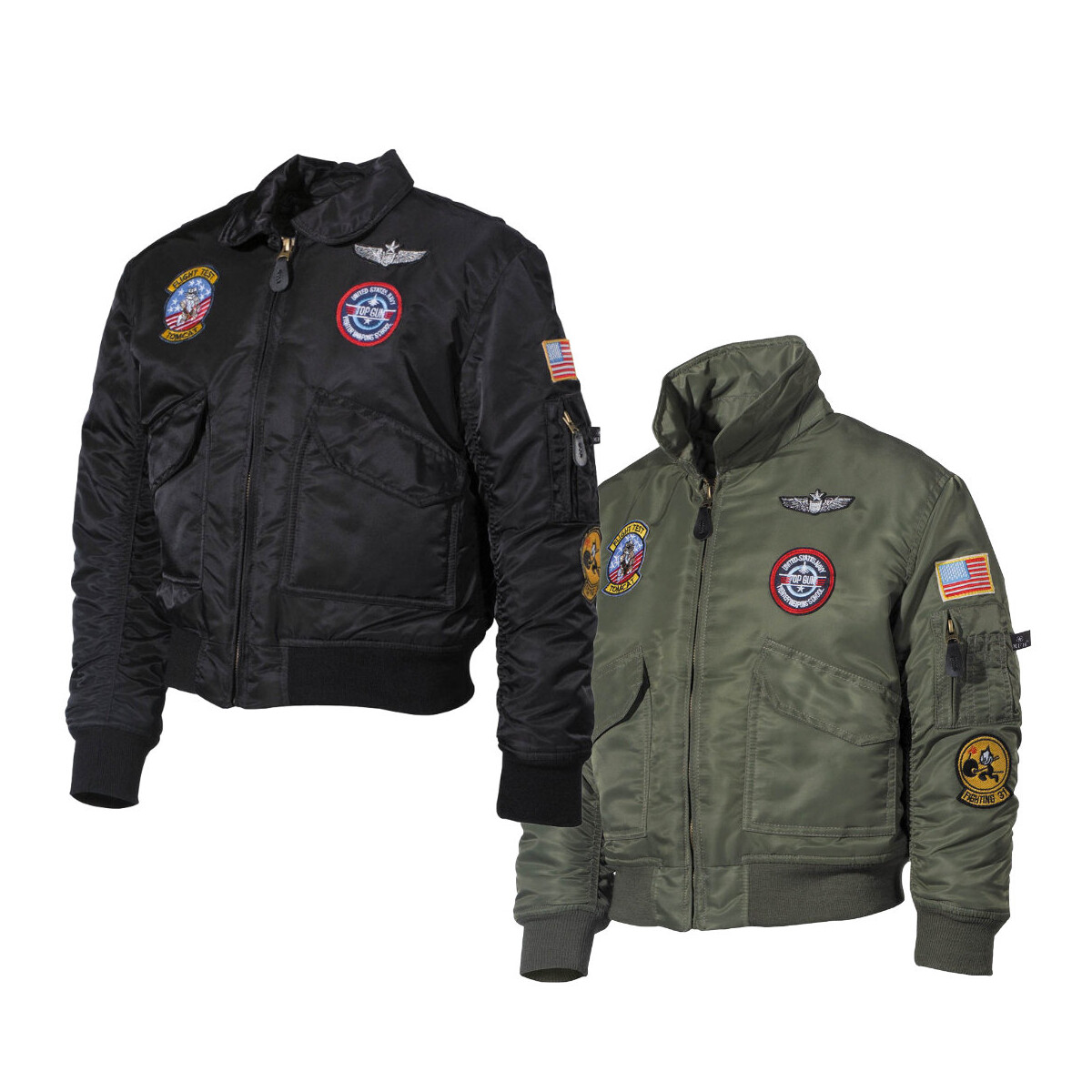 US Kinder-Pilotenjacke, Bomberjacke, CWU, mit Fliegerabzeichen, Jacke