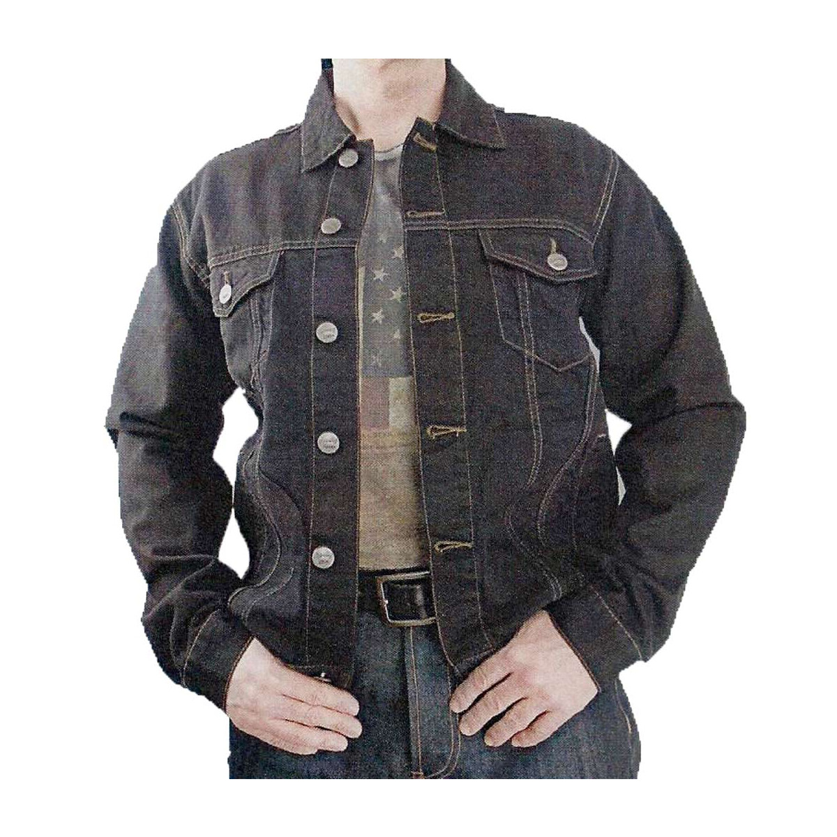 Klassische Jeansjacke mit Metallknöpfen und vielseitigen Taschen