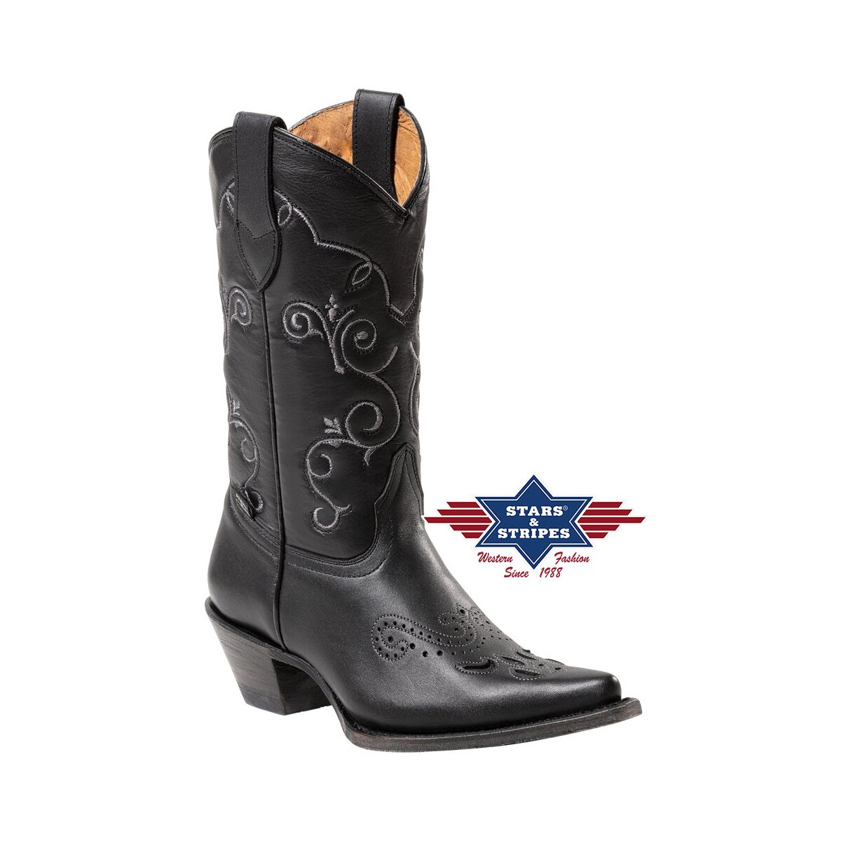 Damen Cowboystiefel Westernstiefel schwarz Stars&Stripes 41