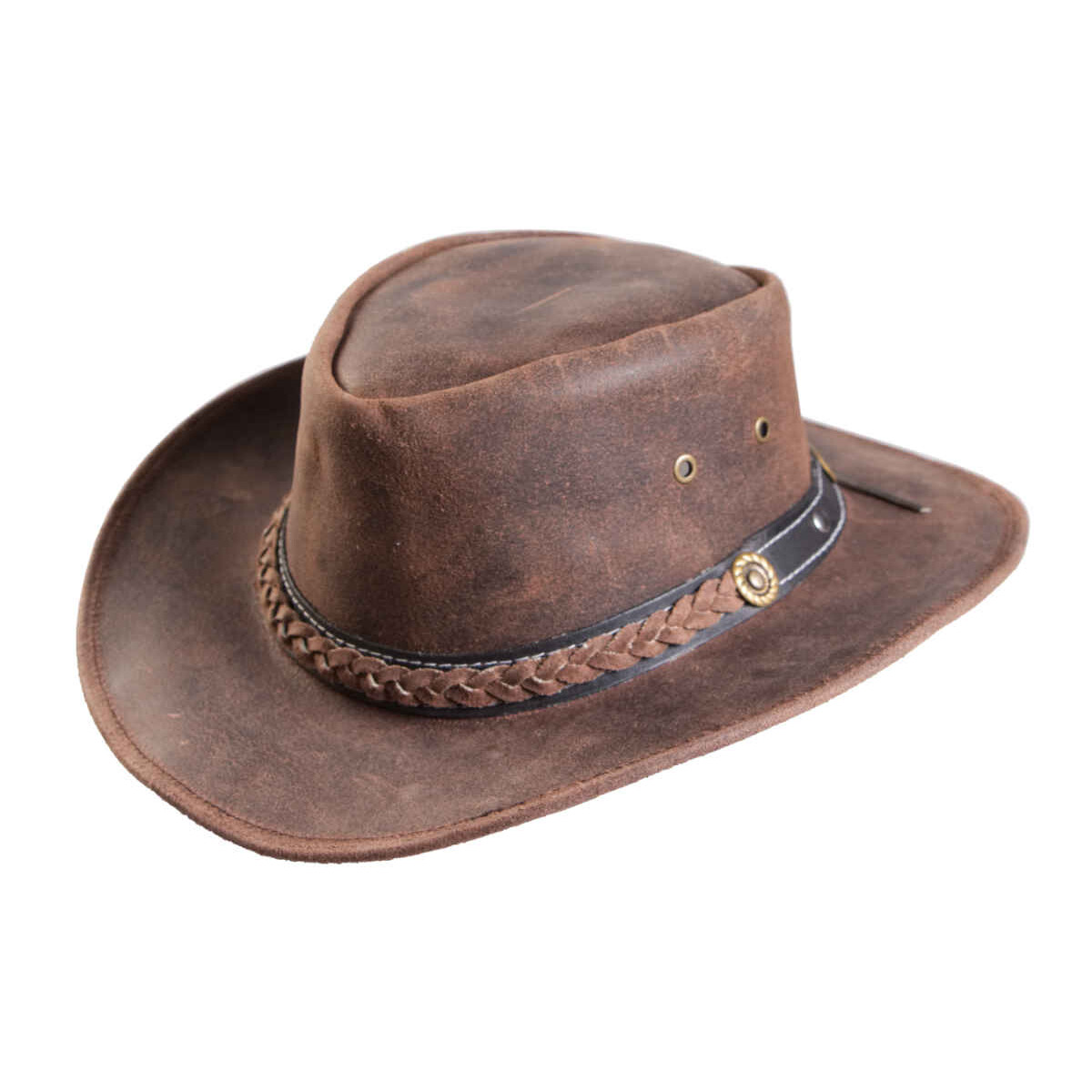 Lederhut Australian Outdoor Westernhut Cowboyhut mit Kinnband Hutband geflochten - Produktvideo