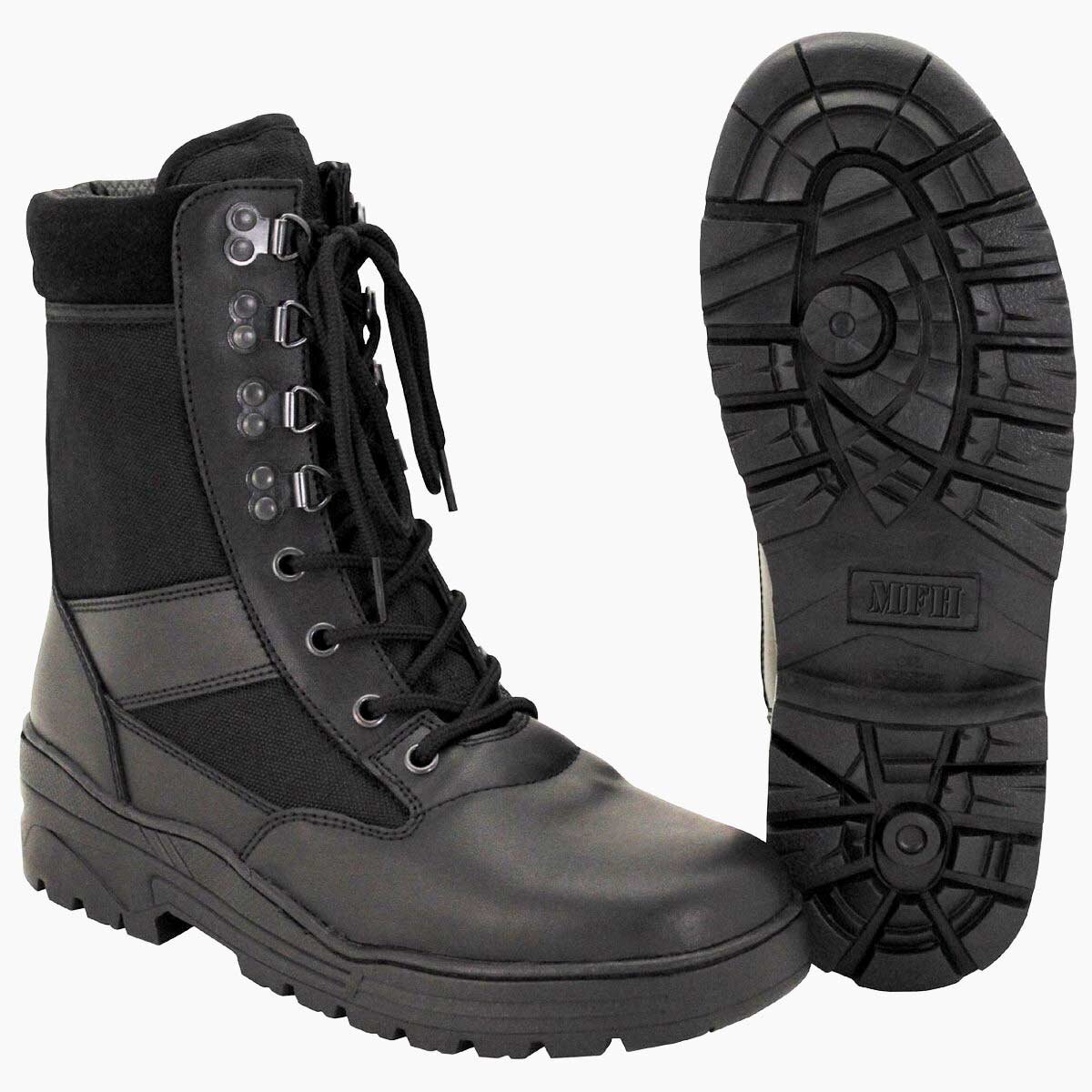 Stiefel, Security', schwarz, Leder/Nylon 8-Loch Gummisohle Arbeitschuh Outdoor 45'