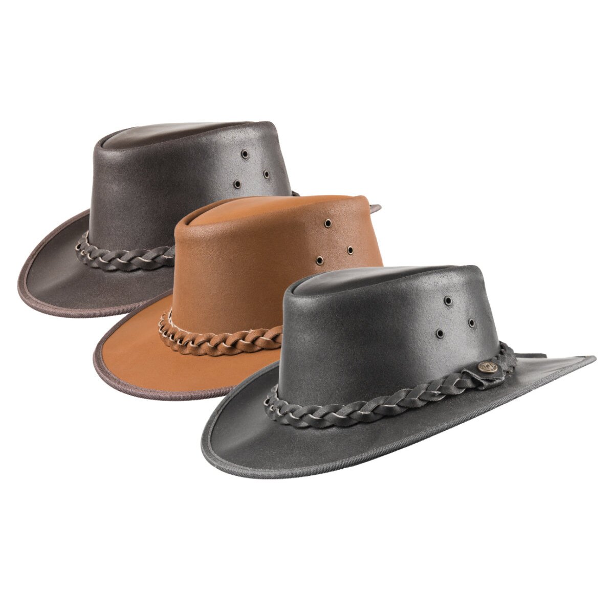 Scippis Lederhut Australien Outdoor Westernhut Custer' mit Leder Hutband braun S'