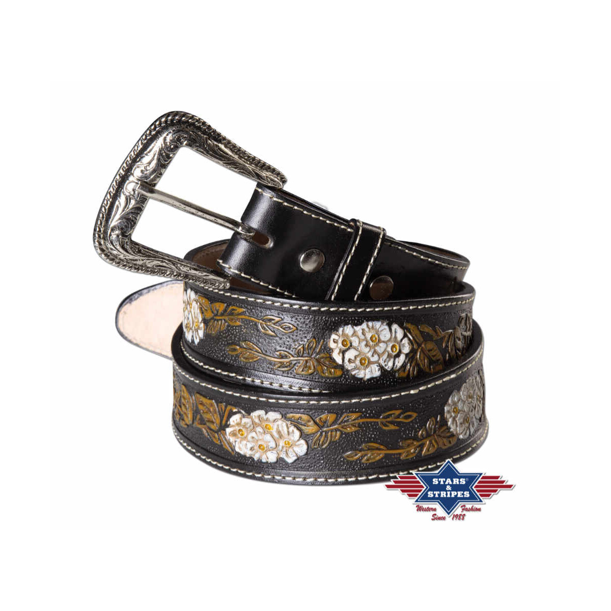 Western Gürtel aus robusten Rindsleder mit Punzierung