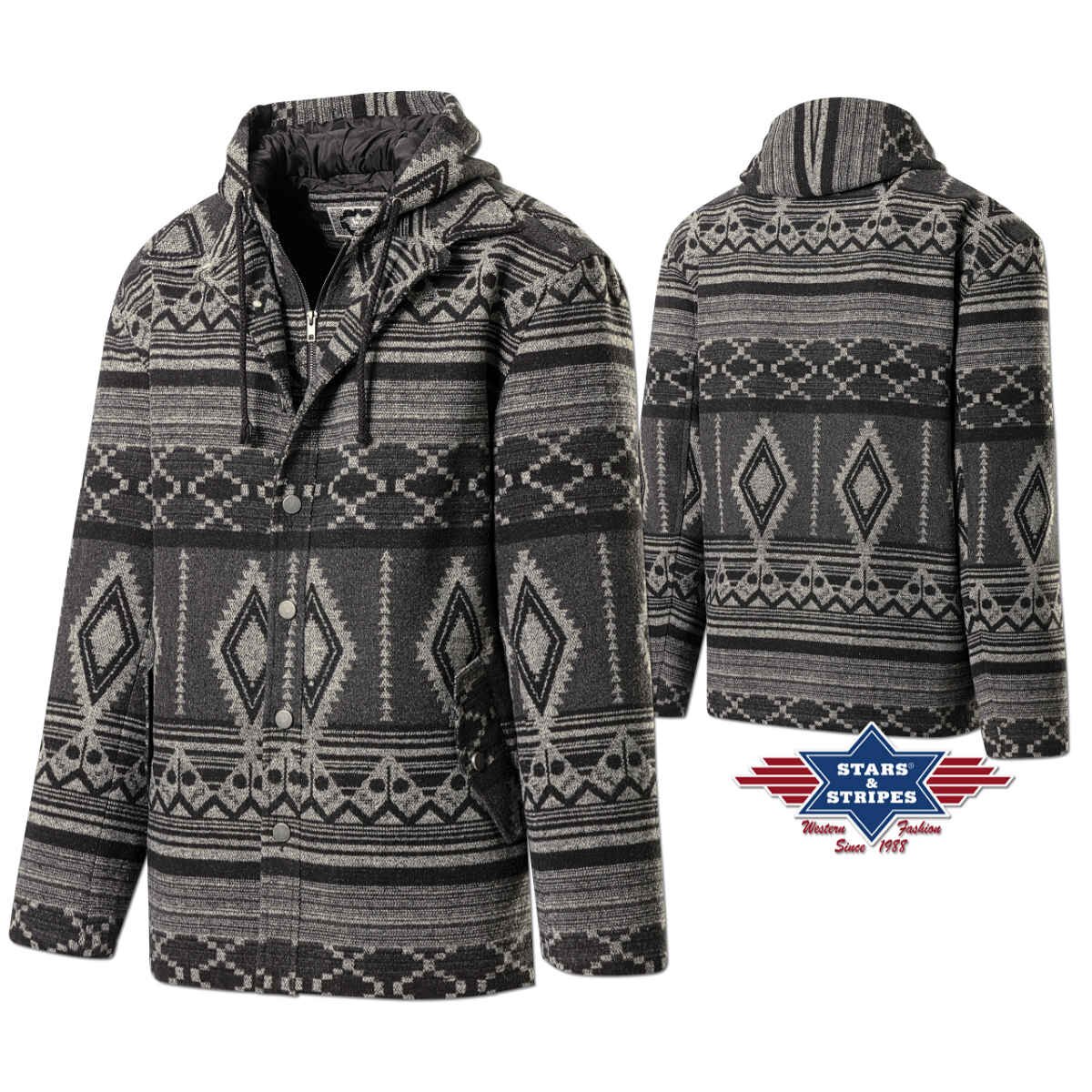 Herrenjacke, Winterjacke, warme Jacke im Azteken-Design, Gr.XL