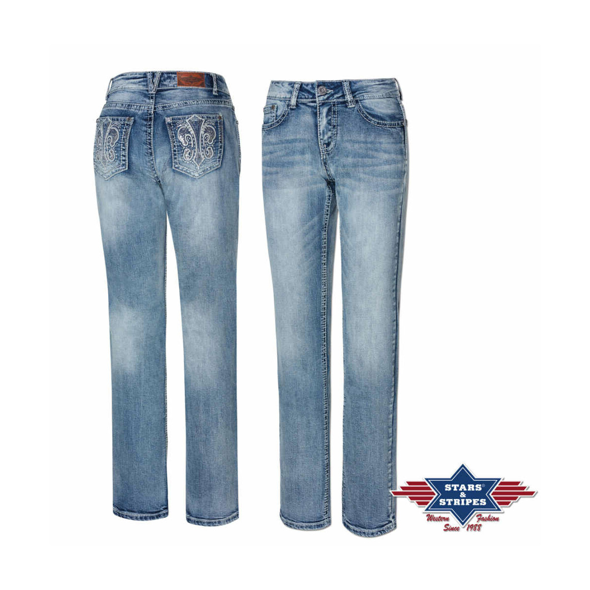  Damen Jeans Hose Bootcut-Jeans Lexi, Stars&Stripes 30