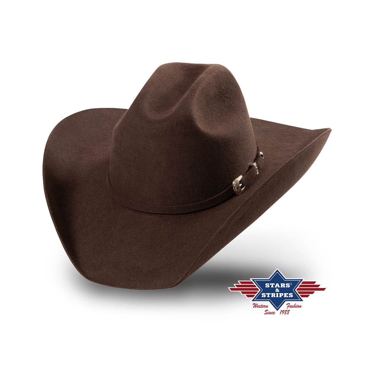 Westernhut Wollfilzhut Wyoming Hutband mit Schnalle, Farbe braun