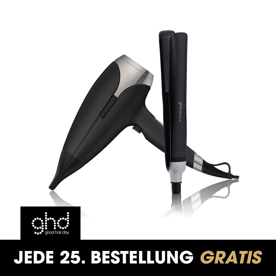 ghd Platinum+ Glätteisen & ghd Helios Haartrockner Set In Schwarz, Schwarzes Bundle