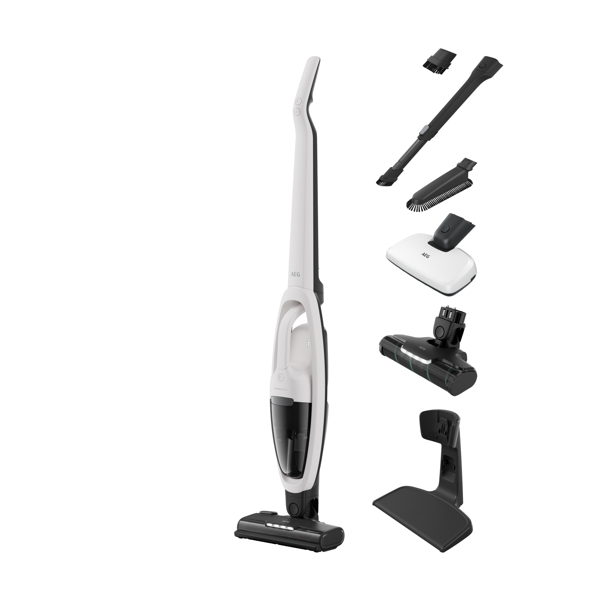 AEG HYGIENIC 5000 Akku-Staubsauger kabellos / Akku-Laufzeit: bis zu 50 Min. / Farbe: Shell White AS52H212XN