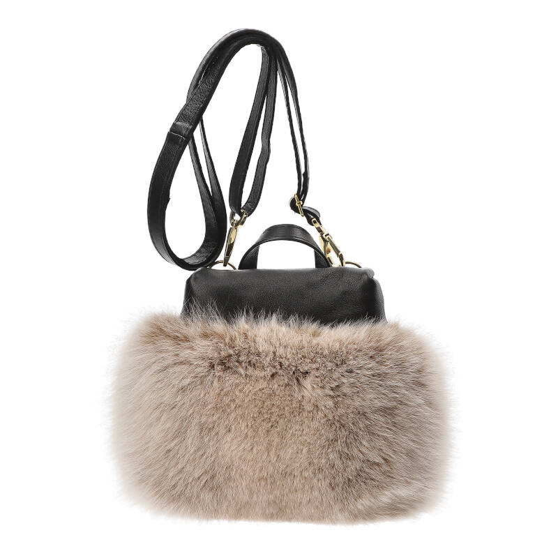 Beige Handtasche Luka-Pelli Mit Echtem Fuchsfell