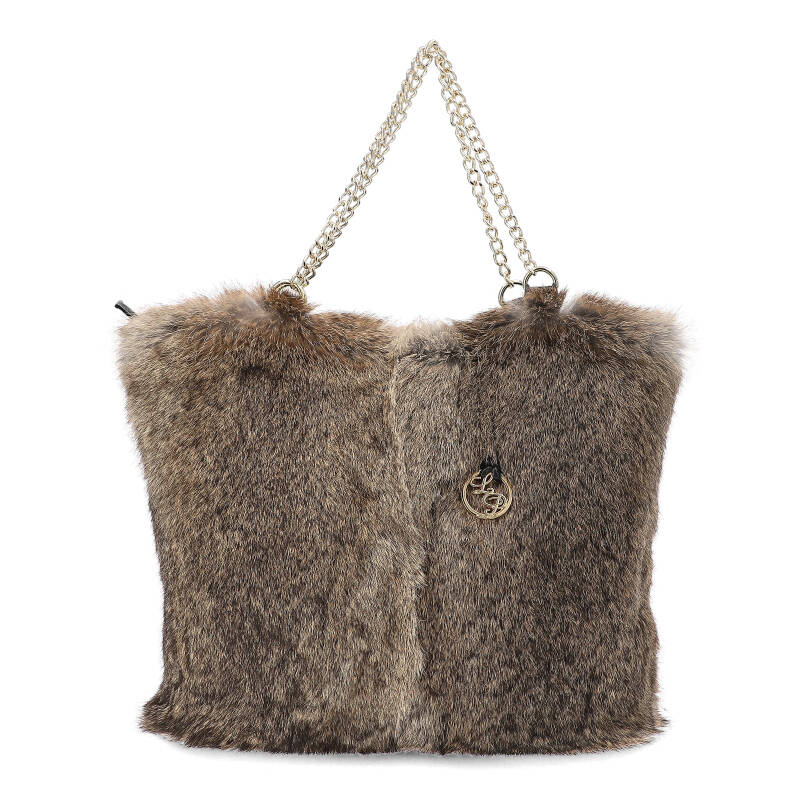 Braune Handtasche Luka-Pelli Mit Echtem Kaninchenfell