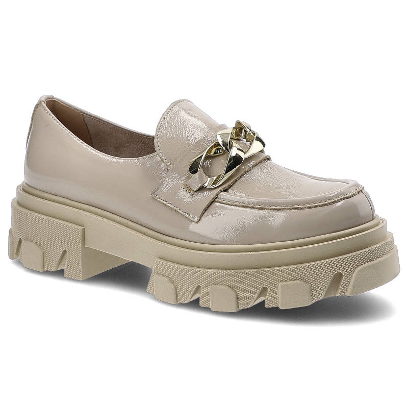 Beige Halbschuhe Lanqier Damenschuhe aus Leder