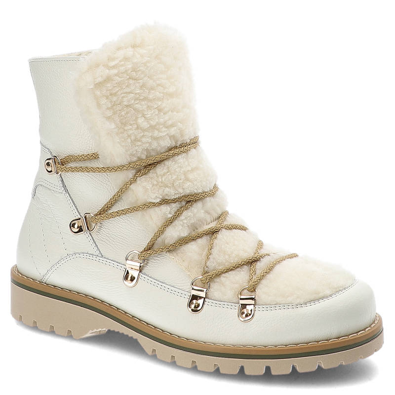 Weiße Stiefeletten Kampa Gefütterte Damenschuhe