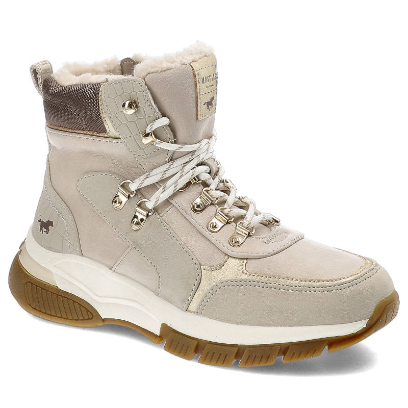 Beige Stiefeletten Mustang Gefütterte Damenschuhe