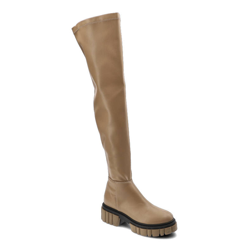 Beige Stiefel Chebello Modische Damenschuhe aus Leder