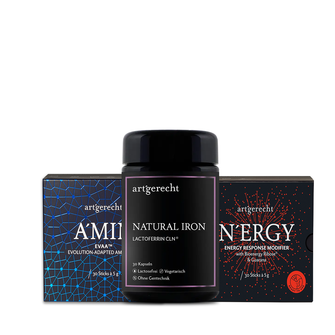 Performance Set | Pflanzliches Eisen | Aminosäuren-Mix (EVAA) | Bioenergy Ribose, B-Vitamine, & Coenzym Q10 – 3-in-1 Vorteilspaket