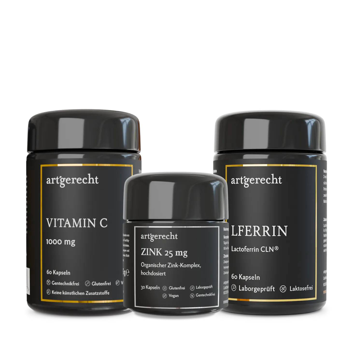 Immune Akut Set | Lactoferrin CLN, Vitamin C, Zink | Oragnisches Zink, pflanzliches Vitamin C, hochreines Lactoferrin – 3-in-1 Vorteilspaket