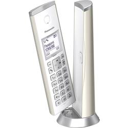 Panasonic KX-TGK220GN Schnurloses Telefon analog Anrufbeantworter, Design Telefon, Freisprechen, mit Basis, inkl. Mobilteil Champagner