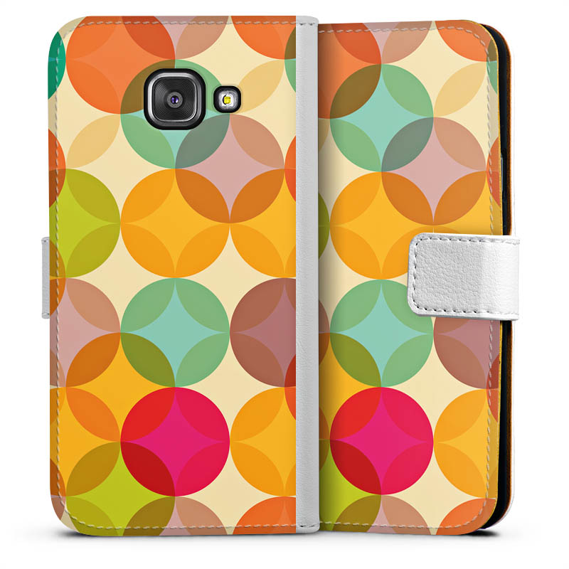 Galaxy A3 (2016) Handy Klapphülle Handyhülle aus Kunst Leder weiß Flip Case Circle Kunst Art Sideflip mit Lasche