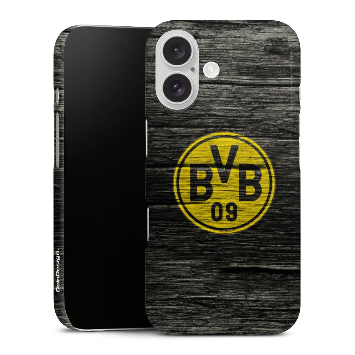 iPhone 16 Handy Premium Case Smartphone Handyhülle Schutzhülle glänzend Wooden Look Borussia Dortmund Bvb Premium Case