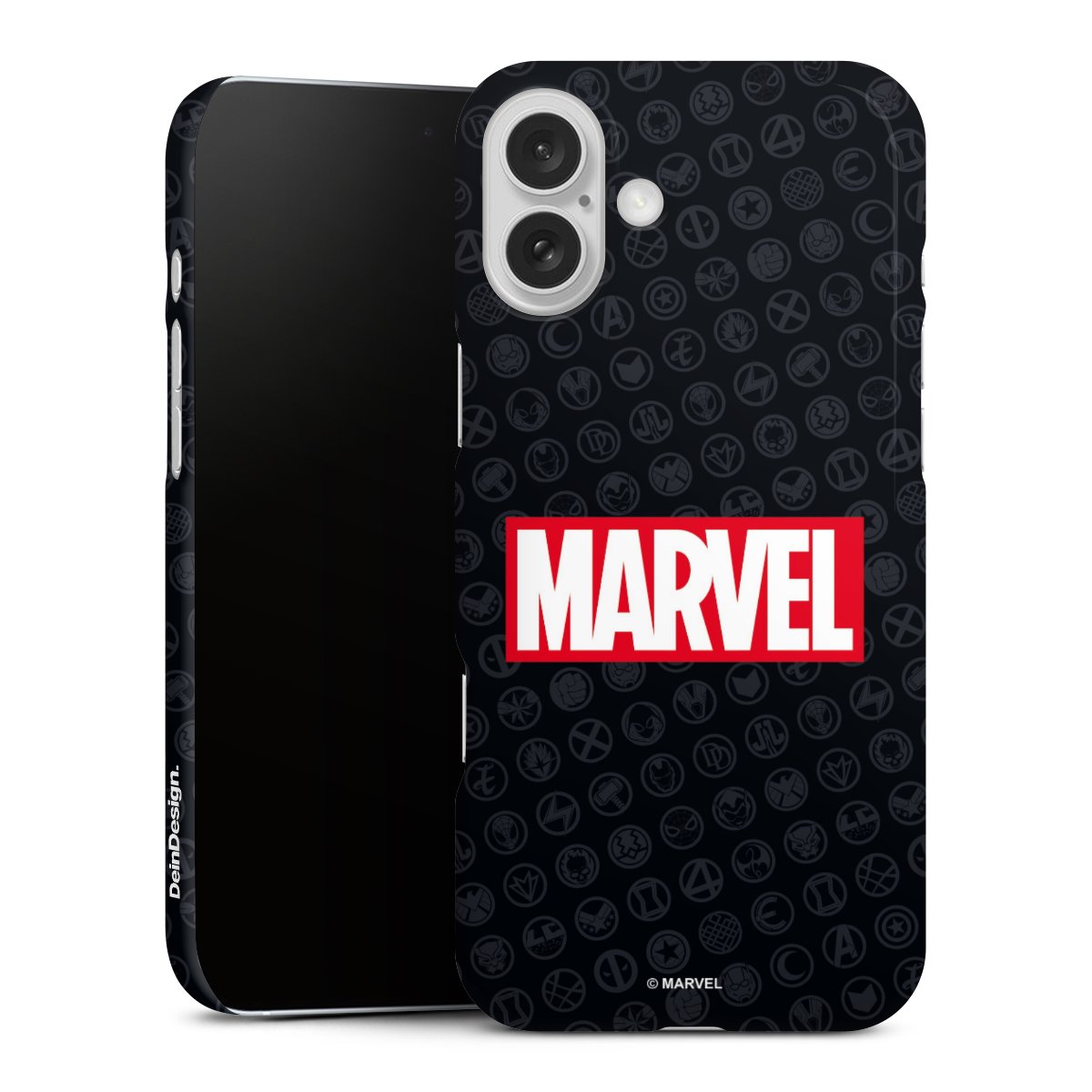 iPhone 16 Plus Handy Premium Case Smartphone Handyhülle Schutzhülle glänzend Comic Marvel Logo Premium Case