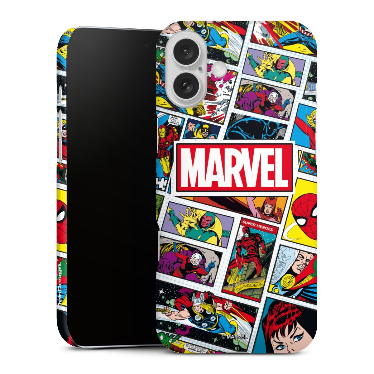 iPhone 16 Plus Handy Premium Case Smartphone Handyhülle Schutzhülle glänzend Marvel Comic Muster Premium Case