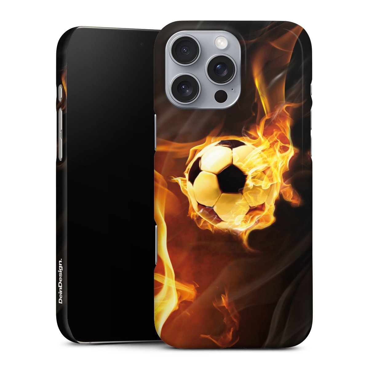 iPhone 16 Pro Max Handy Premium Case Smartphone Handyhülle Schutzhülle glänzend Ball Soccer Fire Premium Case