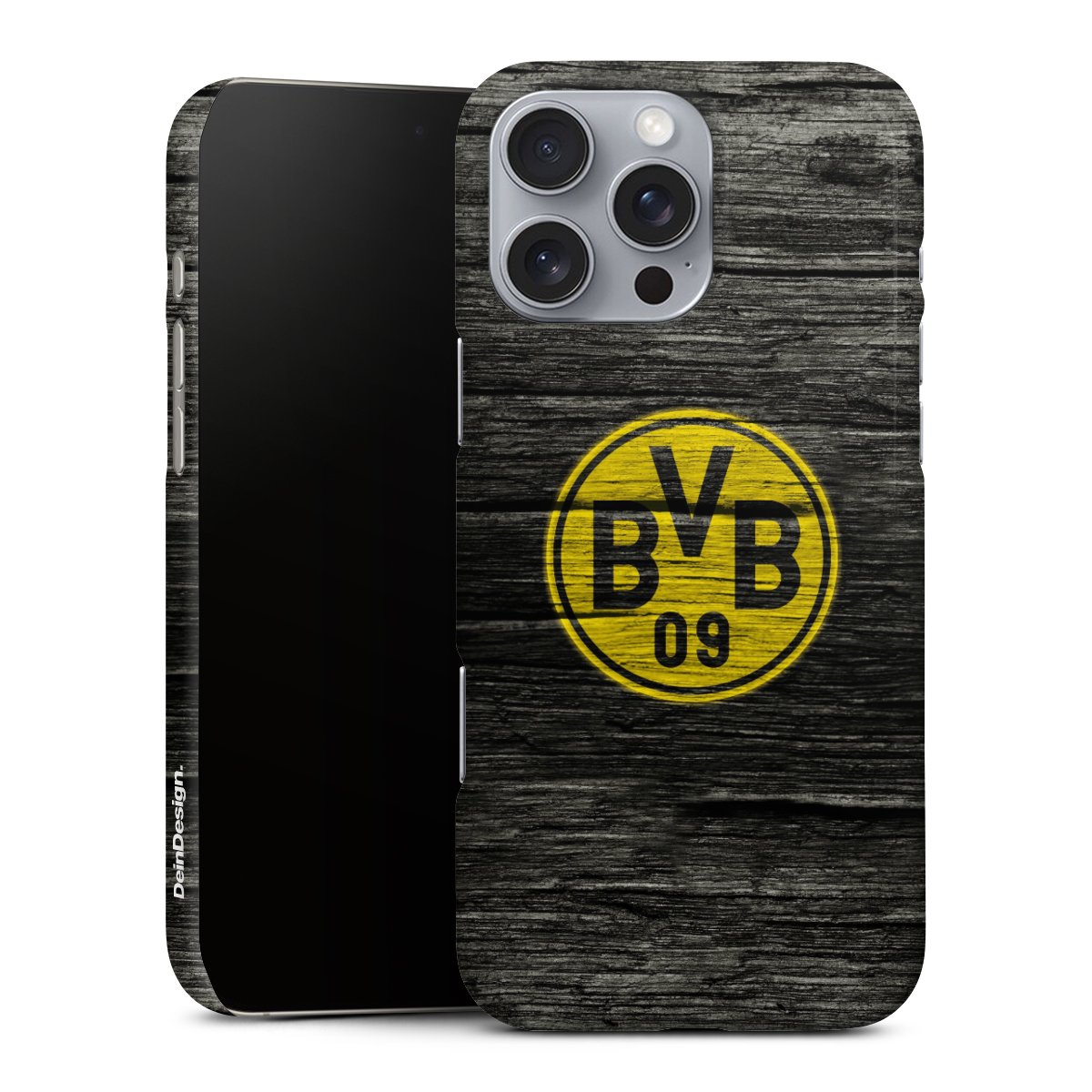 iPhone 16 Pro Max Handy Premium Case Smartphone Handyhülle Schutzhülle glänzend Wooden Look Borussia Dortmund Bvb Premium Case