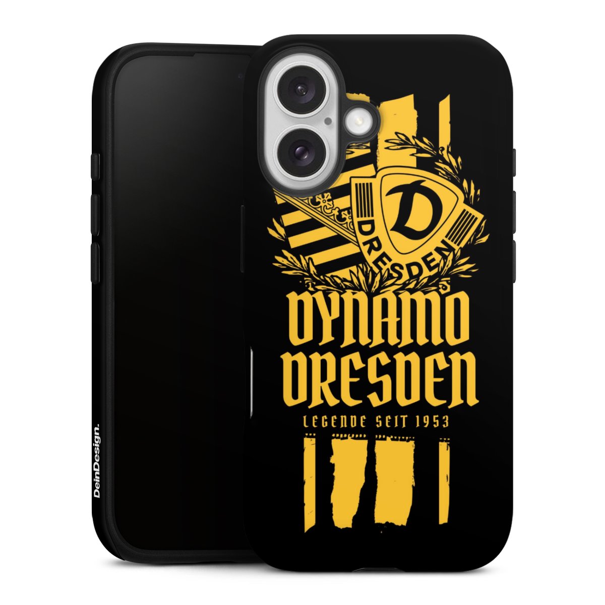 iPhone 16 Handy Panzer Handyhülle robuste Outdoor Hülle Schutzhülle matt Sgd Statement Sg Dynamo Dresden Tough Case