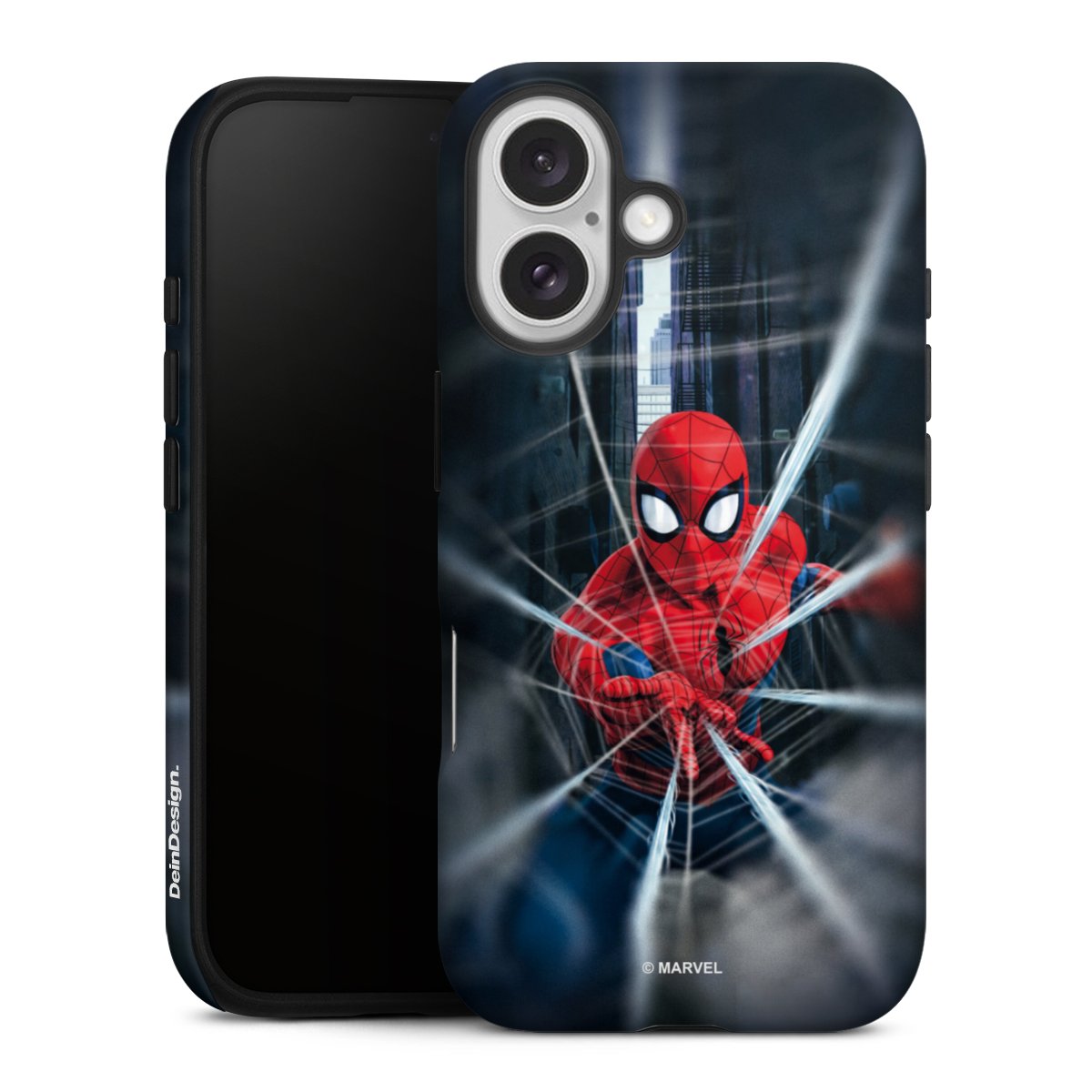 iPhone 16 Handy Panzer Handyhülle robuste Outdoor Hülle Schutzhülle matt Spiderman Kinofilm Marvel Tough Case