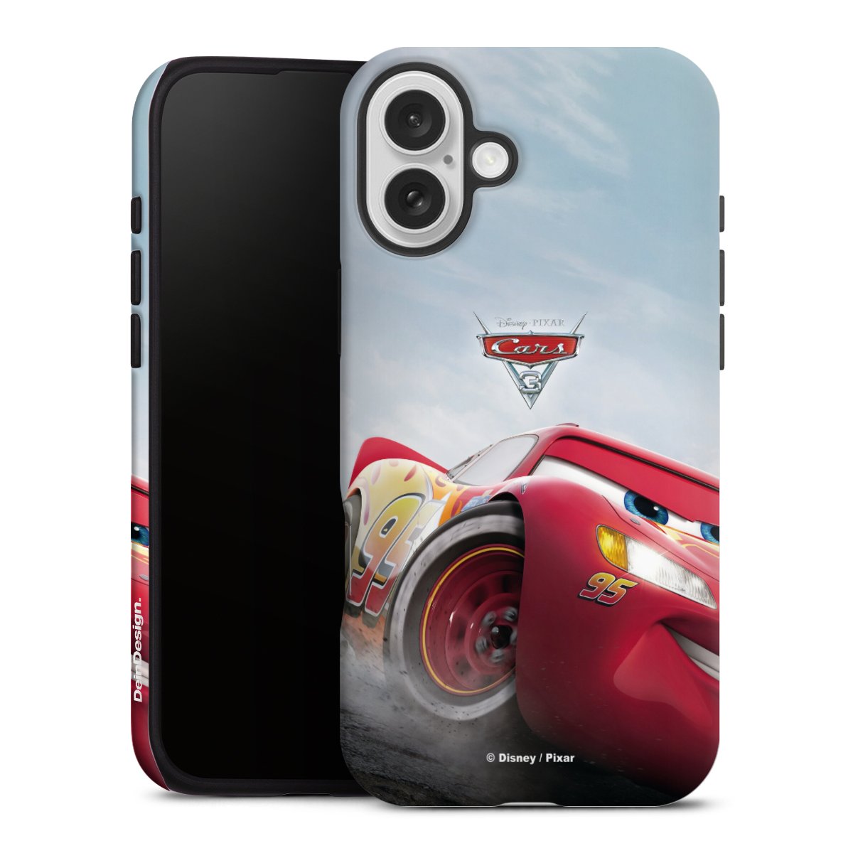 iPhone 16 Plus Handy Panzer Handyhülle robuste Outdoor Hülle Schutzhülle matt Lightning Mcqueen 95 Official Licensed Product Cars Tough Case