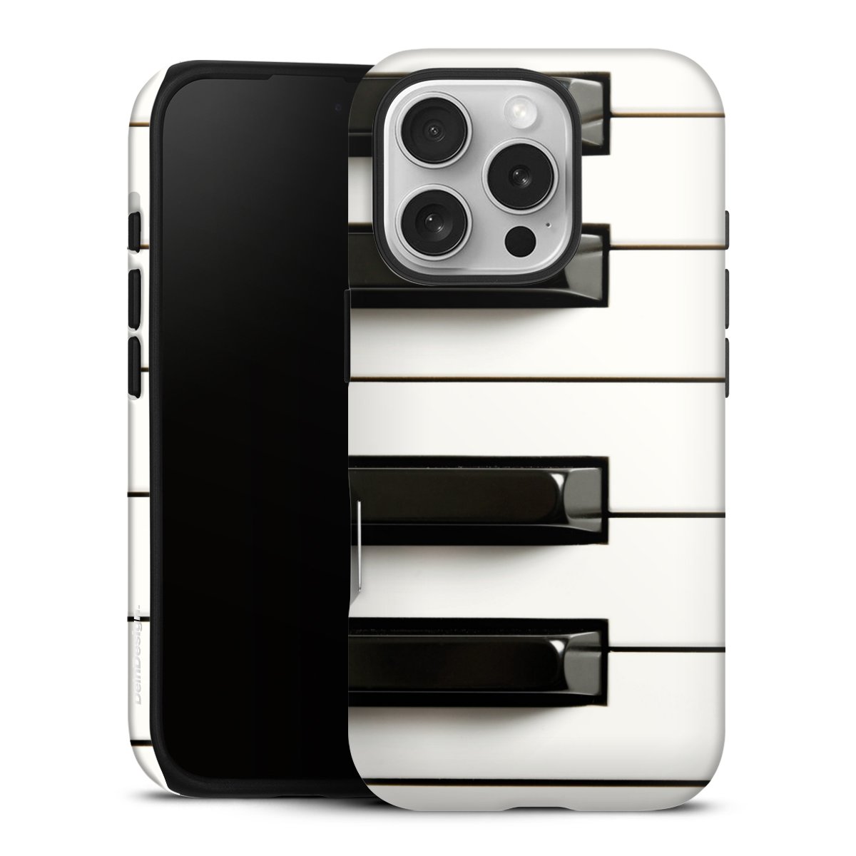 iPhone 16 Pro Handy Panzer Handyhülle robuste Outdoor Hülle Schutzhülle matt Music Piano Klavier Tough Case