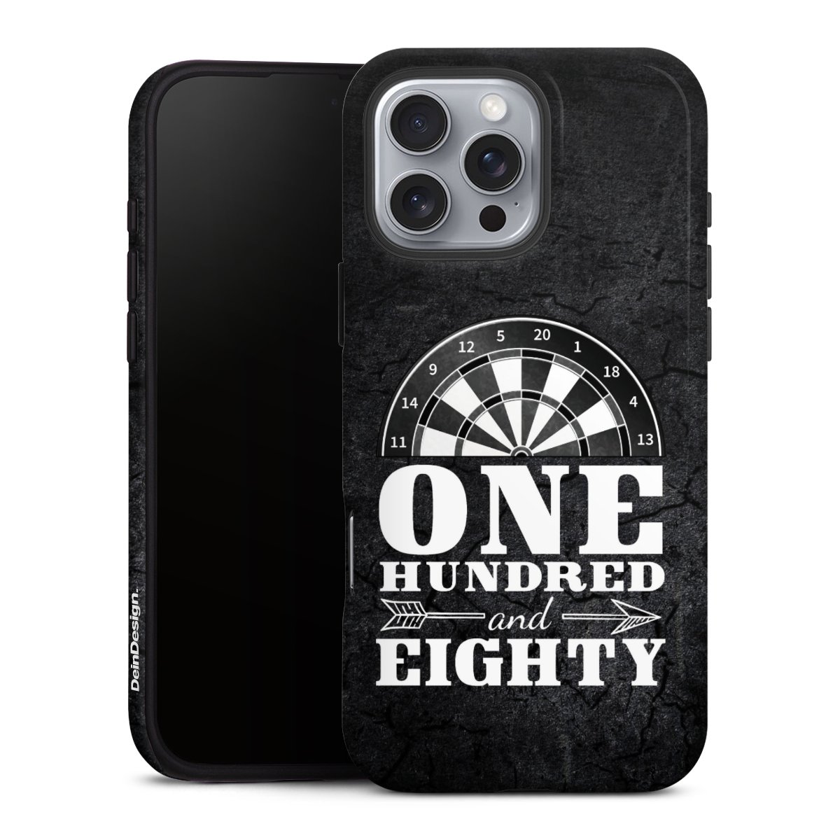 iPhone 16 Pro Max Handy Panzer Handyhülle robuste Outdoor Hülle Schutzhülle matt Sports Darts Spruch Tough Case