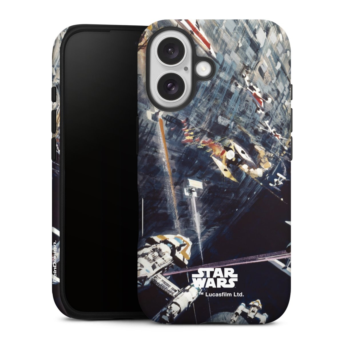iPhone 16 Handy Panzer Handyhülle robuste Outdoor Hülle Schutzhülle glänzend Movie Star Wars Death Star Tough Case