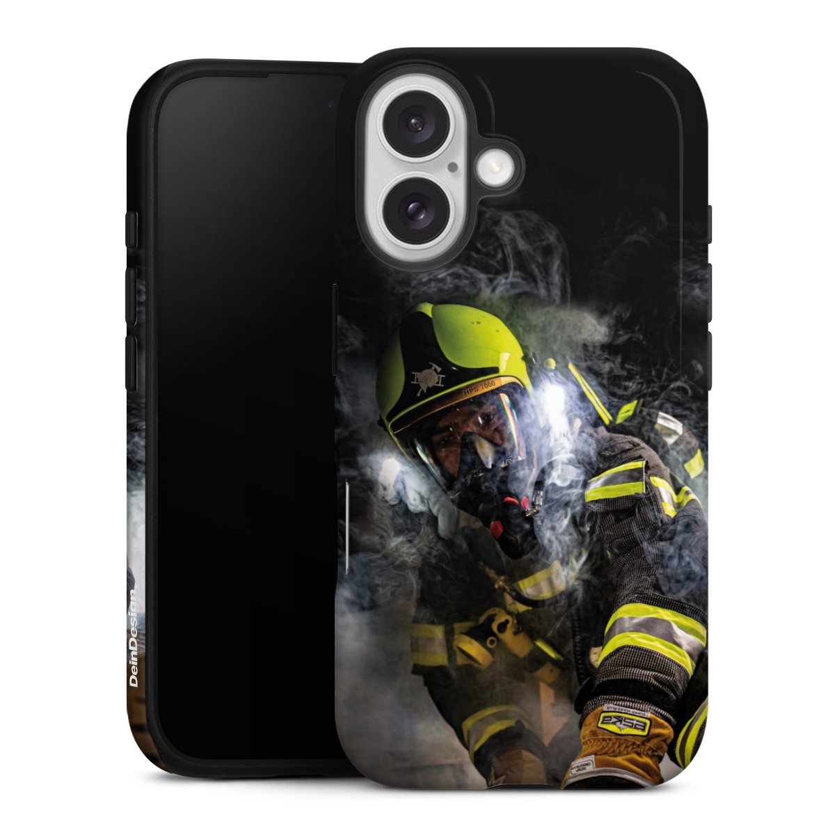 iPhone 16 Handy Panzer Handyhülle robuste Outdoor Hülle Schutzhülle glänzend Fire Fire Fighter Fire Fighters Tough Case