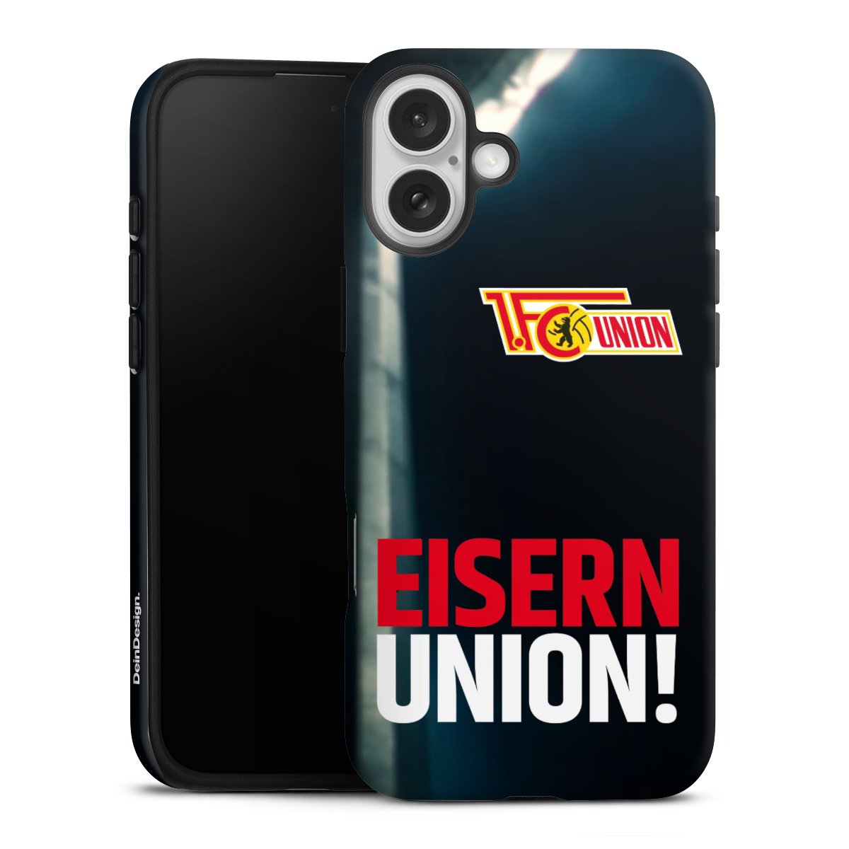 iPhone 16 Plus Handy Panzer Handyhülle robuste Outdoor Hülle Schutzhülle glänzend Soccer 1. Fc Union Berlin Merchandise Tough Case
