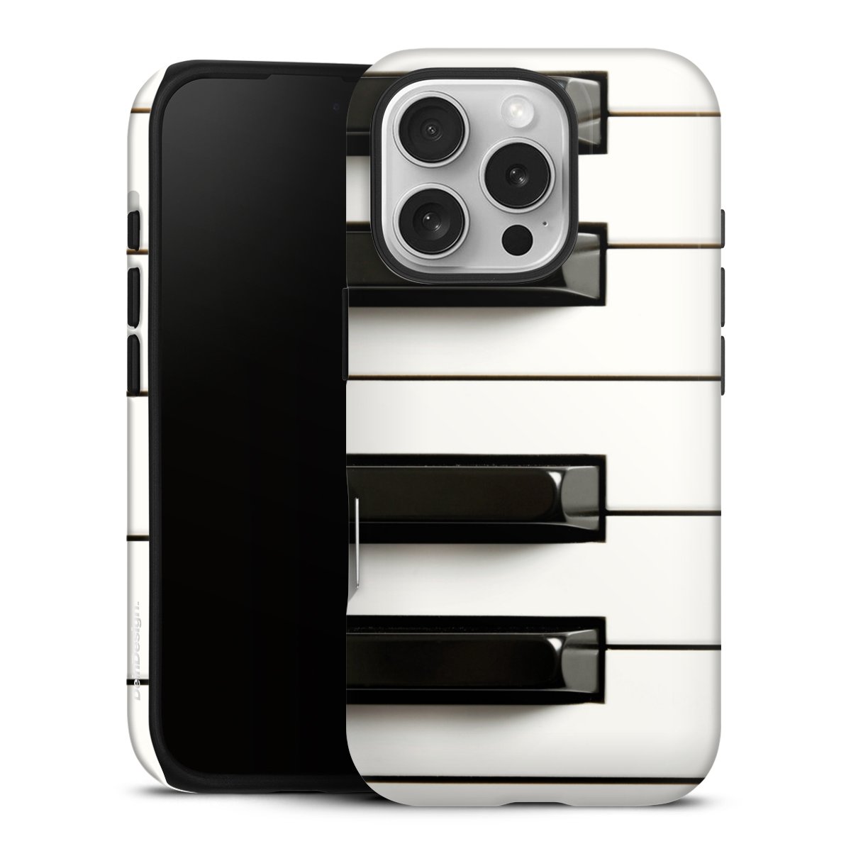 iPhone 16 Pro Handy Panzer Handyhülle robuste Outdoor Hülle Schutzhülle glänzend Music Piano Klavier Tough Case