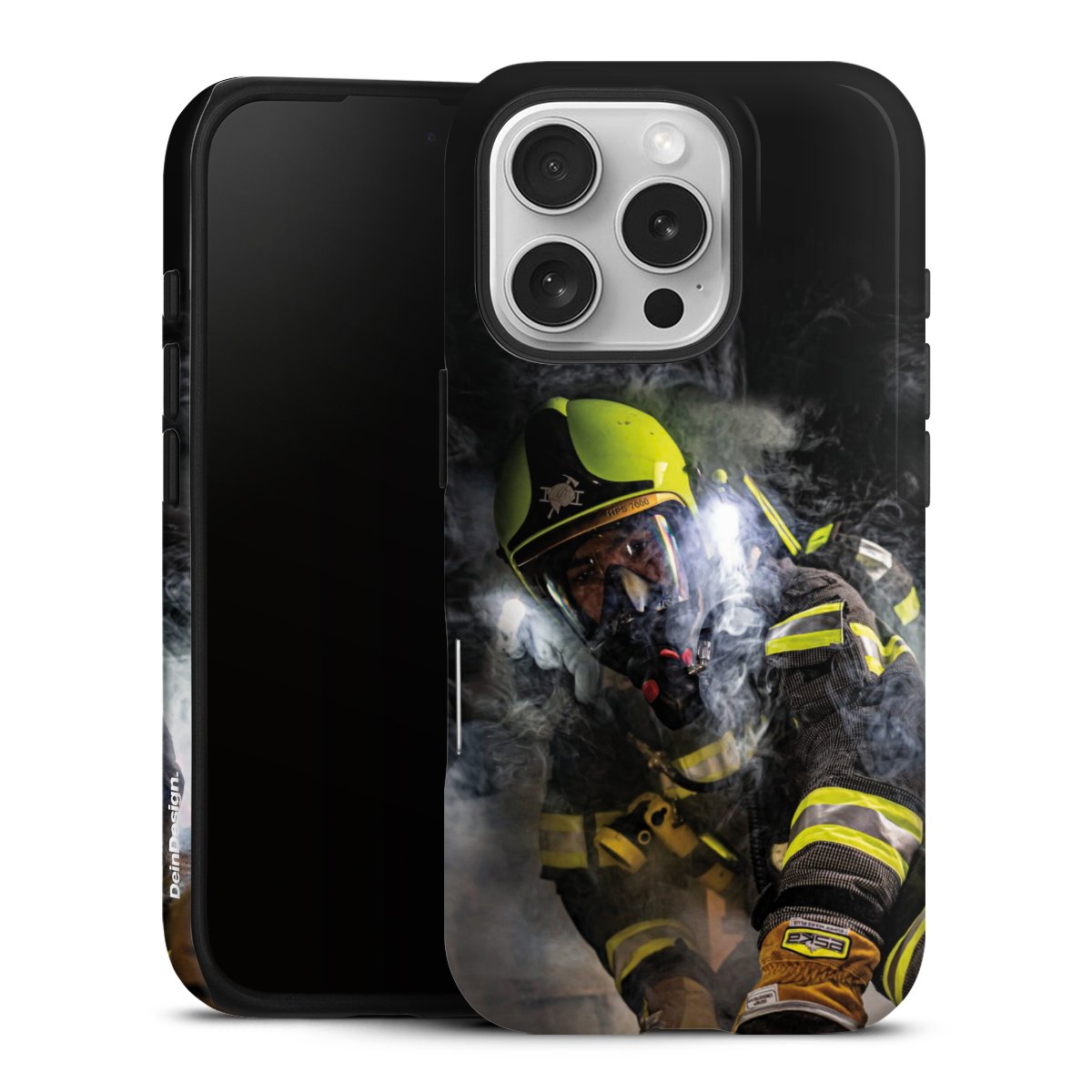 iPhone 16 Pro Handy Panzer Handyhülle robuste Outdoor Hülle Schutzhülle glänzend Fire Fire Fighter Fire Fighters Tough Case