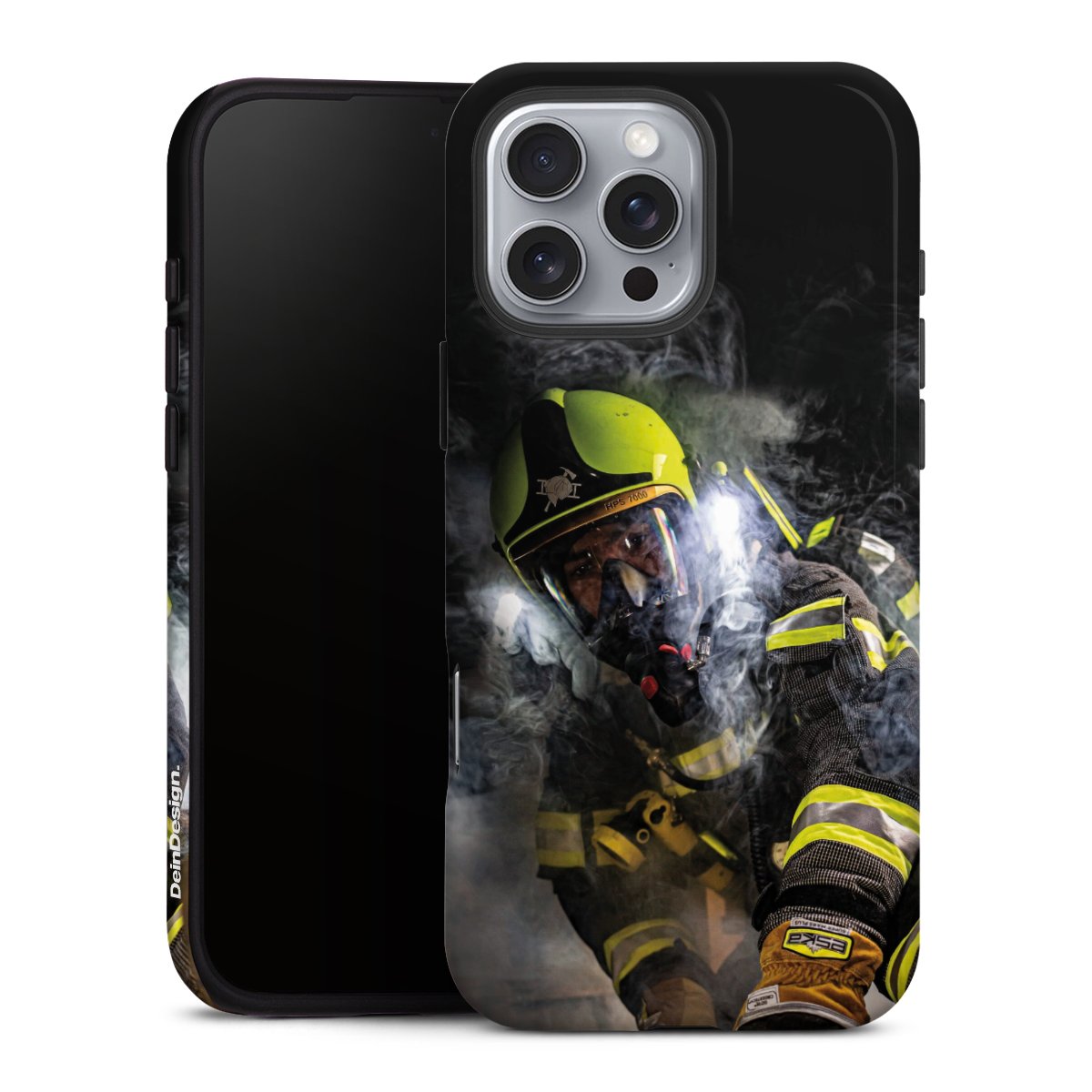iPhone 16 Pro Max Handy Panzer Handyhülle robuste Outdoor Hülle Schutzhülle glänzend Fire Fire Fighter Fire Fighters Tough Case