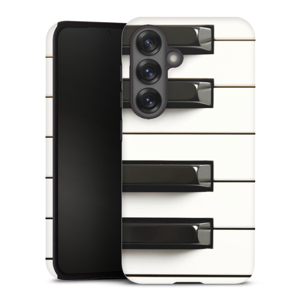 Galaxy S25 Handy Panzer Handyhülle robuste Outdoor Hülle Schutzhülle matt Music Piano Klavier Tough Case