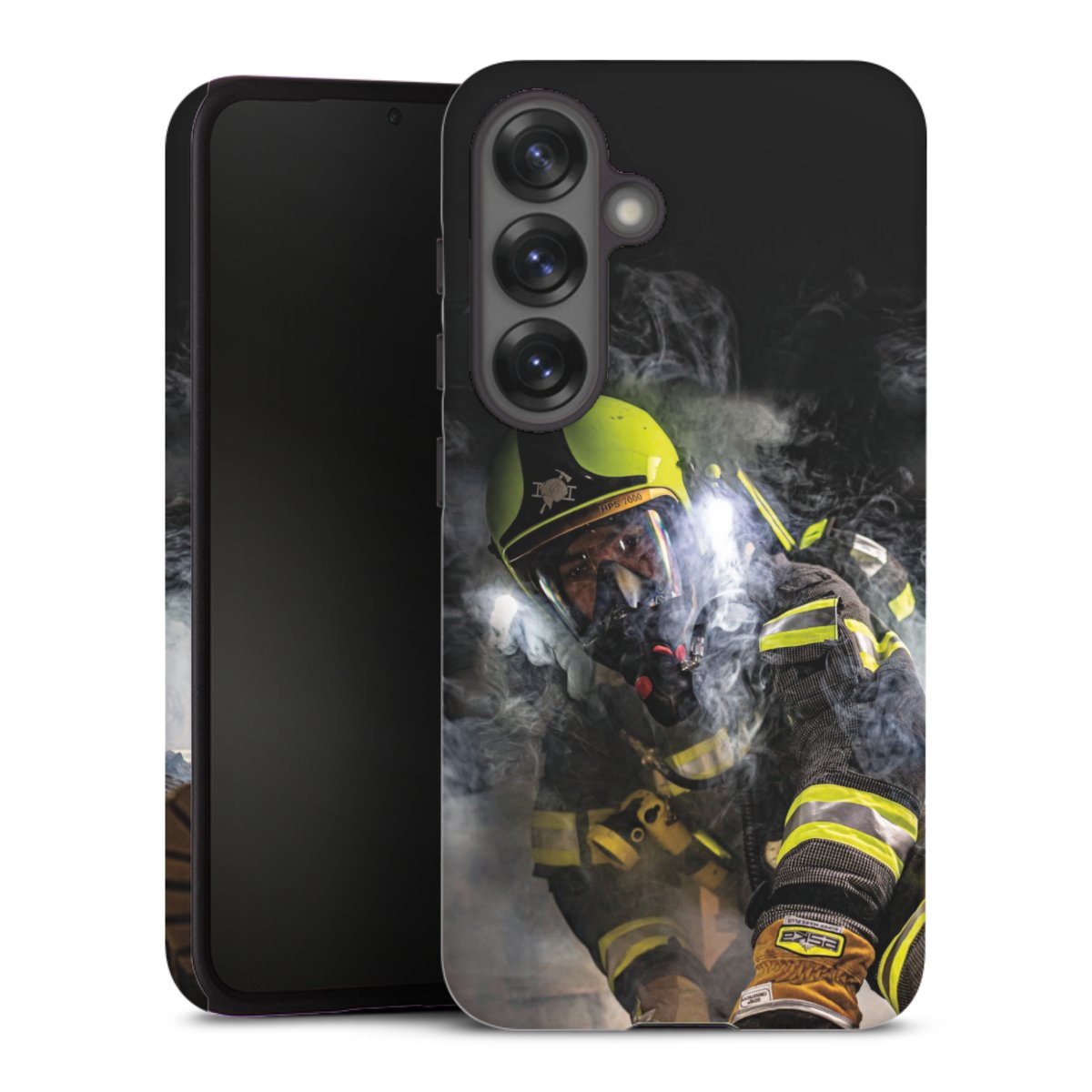Galaxy S25 Handy Panzer Handyhülle robuste Outdoor Hülle Schutzhülle glänzend Fire Fire Fighter Fire Fighters Tough Case
