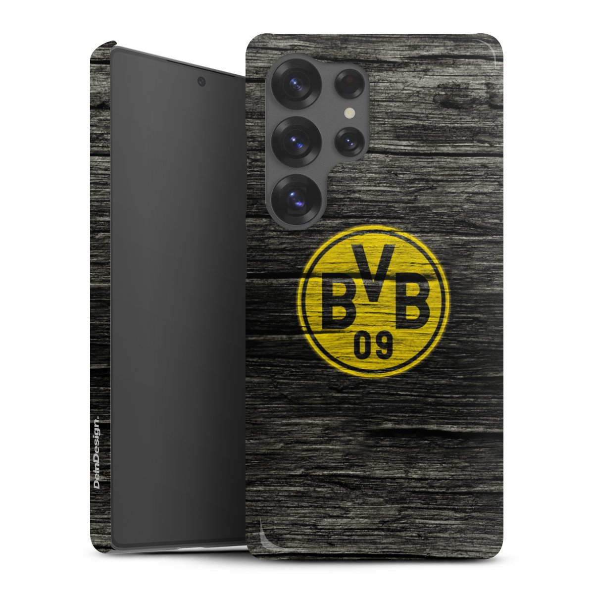 Galaxy S25 Ultra Handy Premium Case Smartphone Handyhülle Schutzhülle glänzend Wooden Look Borussia Dortmund Bvb Premium Case