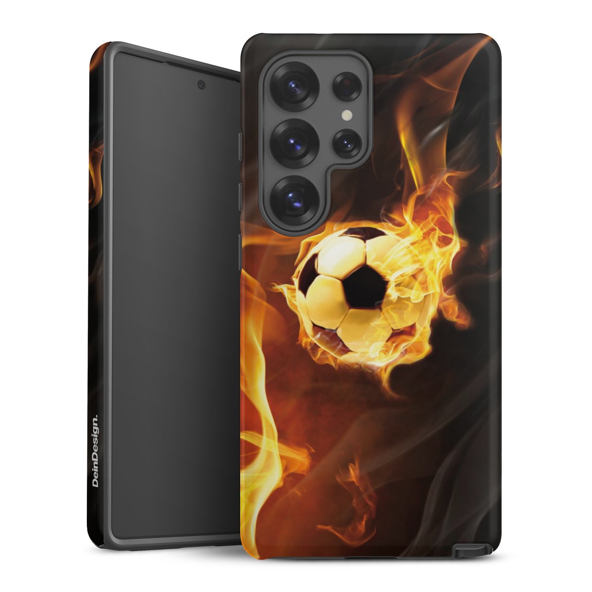 Galaxy S25 Ultra Handy Panzer Handyhülle robuste Outdoor Hülle Schutzhülle matt Ball Soccer Fire Tough Case