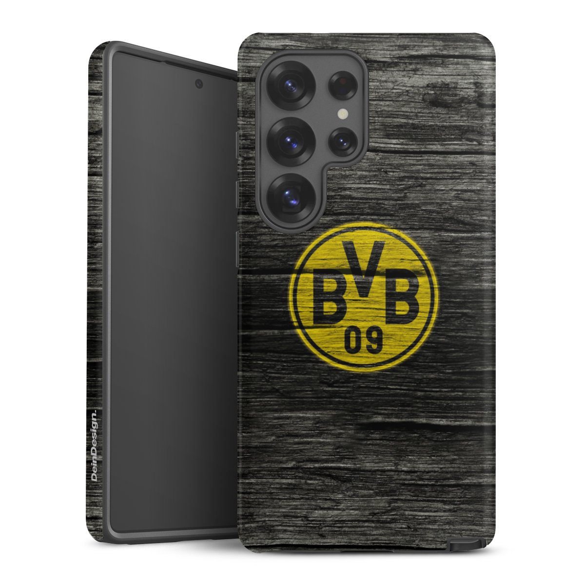 Galaxy S25 Ultra Handy Panzer Handyhülle robuste Outdoor Hülle Schutzhülle matt Wooden Look Borussia Dortmund Bvb Tough Case