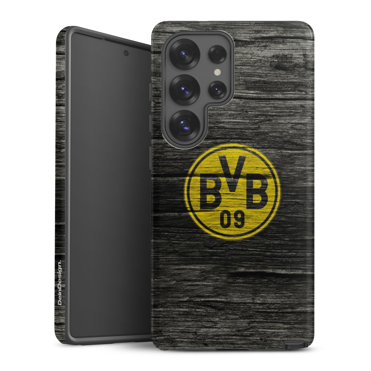 Galaxy S25 Ultra Handy Panzer Handyhülle robuste Outdoor Hülle Schutzhülle glänzend Wooden Look Borussia Dortmund Bvb Tough Case