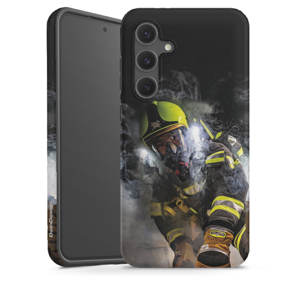 Galaxy S24 FE 5G Handy Panzer Handyhülle robuste Outdoor Hülle Schutzhülle glänzend Fire Fire Fighter Fire Fighters Tough Case