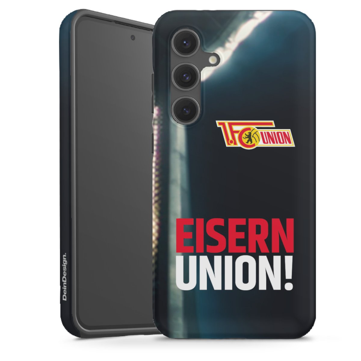 Galaxy S24 FE 5G Handy Panzer Handyhülle robuste Outdoor Hülle Schutzhülle glänzend Soccer 1. Fc Union Berlin Merchandise Tough Case